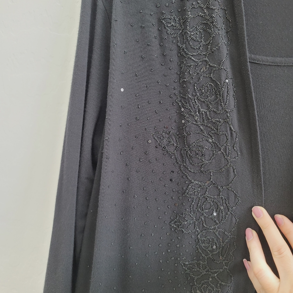 Christopher Banks Black Blouse Top with Faux Cardigan Women's Size Medium - Picture 10 of 13